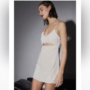Walter Baker White Sequin Cut Out Mini Dress